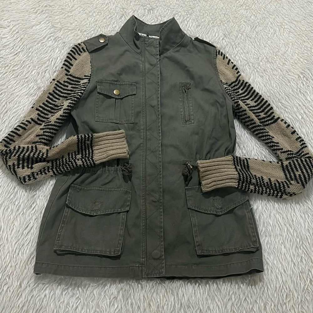 The impeccable pig green army brown knit jacket size medium - Picture 1 of 8